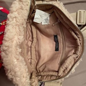 Tan fuzzy crossbody bag